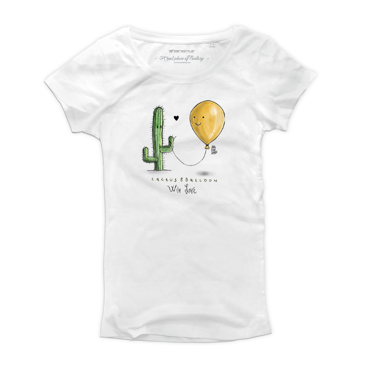 T Shirt donna - Cactus & Balloon - With Love